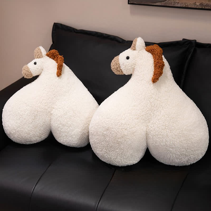 Coussin créatif en peluche sherpa en forme de croupe de cheval - image 6