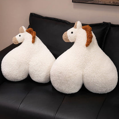 Coussin créatif en peluche sherpa en forme de croupe de cheval - image 6