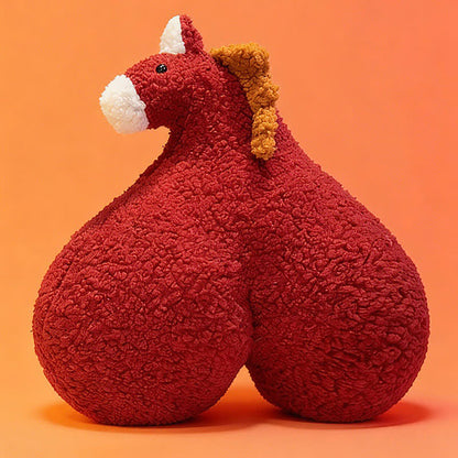 Coussin créatif en peluche sherpa en forme de croupe de cheval - Vin - 50 cm x 55 cm - image 9