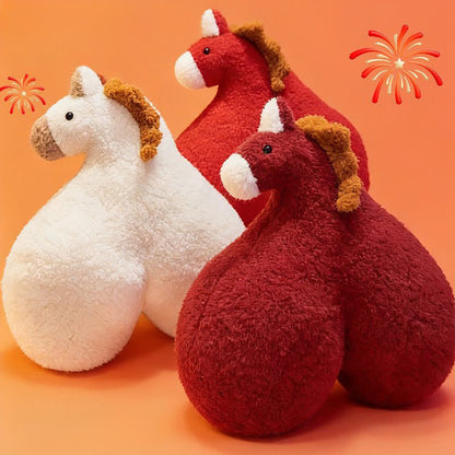 Coussin créatif en peluche sherpa en forme de croupe de cheval - image 0