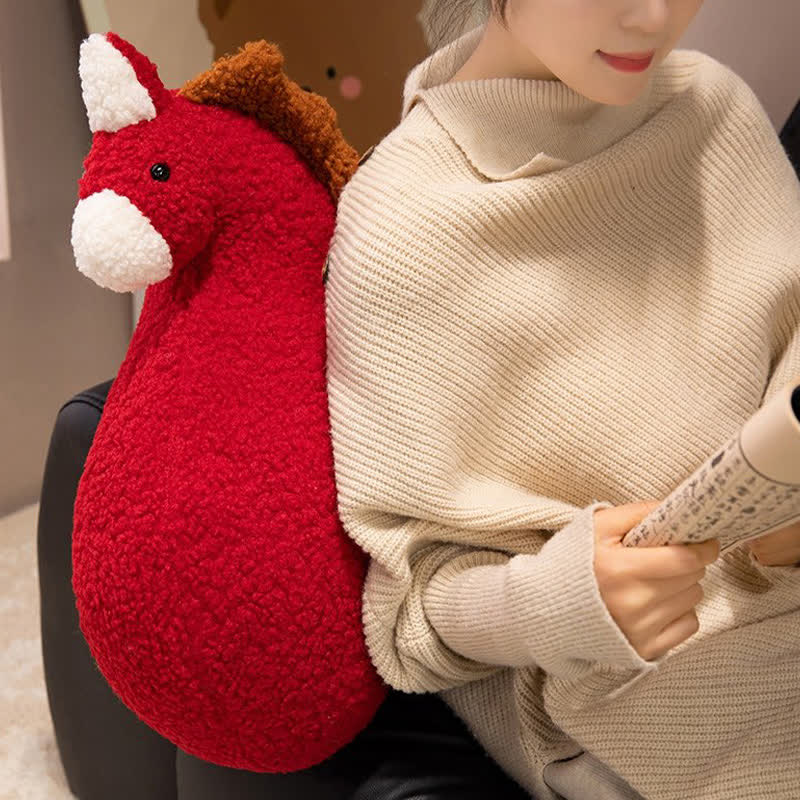 Coussin créatif en peluche sherpa en forme de croupe de cheval - image 4