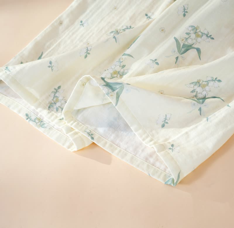 Ensemble pyjama en gaze de coton à motif de campanules - image 8