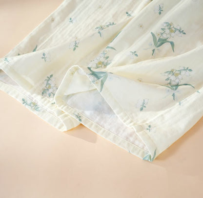 Ensemble pyjama en gaze de coton à motif de campanules - image 8
