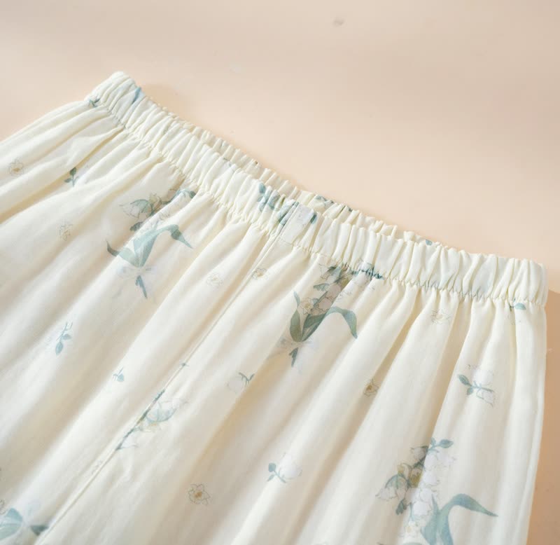 Ensemble pyjama en gaze de coton à motif de campanules - image 7
