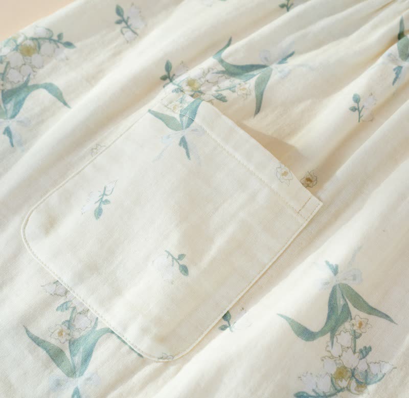 Ensemble pyjama en gaze de coton à motif de campanules - image 5