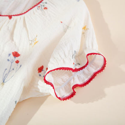 Ensemble pyjama en gaze de coton à motifs champêtres - image 2