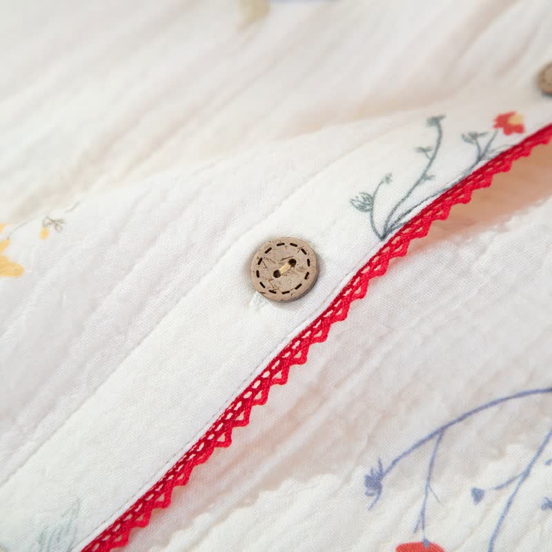 Ensemble pyjama en gaze de coton à motifs champêtres - image 5