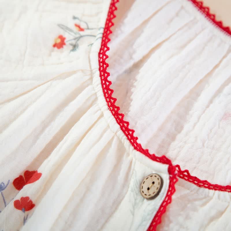 Ensemble pyjama en gaze de coton à motifs champêtres - image 3