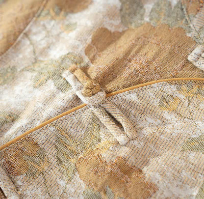 Ensemble pyjama vintage en coton à motif floral et col montant - image 4