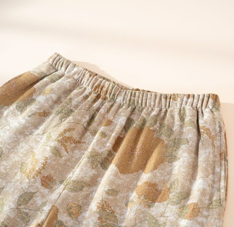 Ensemble pyjama vintage en coton à motif floral et col montant - image 8