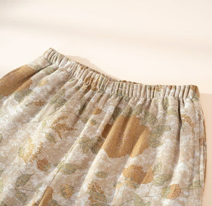 Ensemble pyjama vintage en coton à motif floral et col montant - image 8