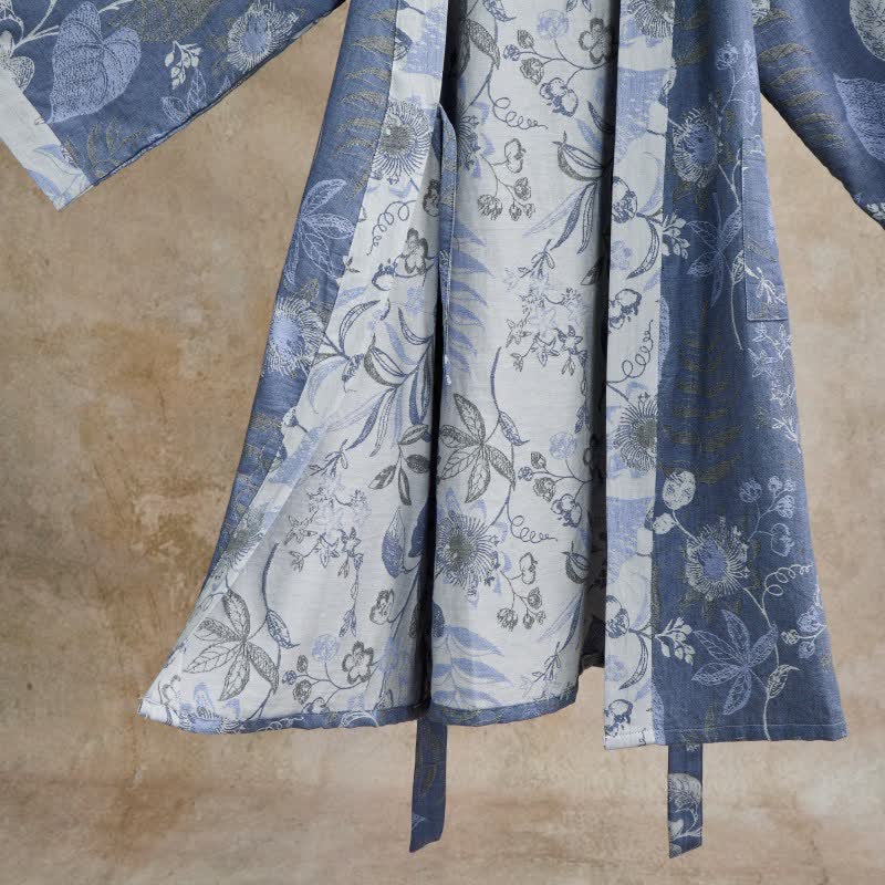 Robe kimono en gaze de coton à motif de feuilles champêtres - image 4