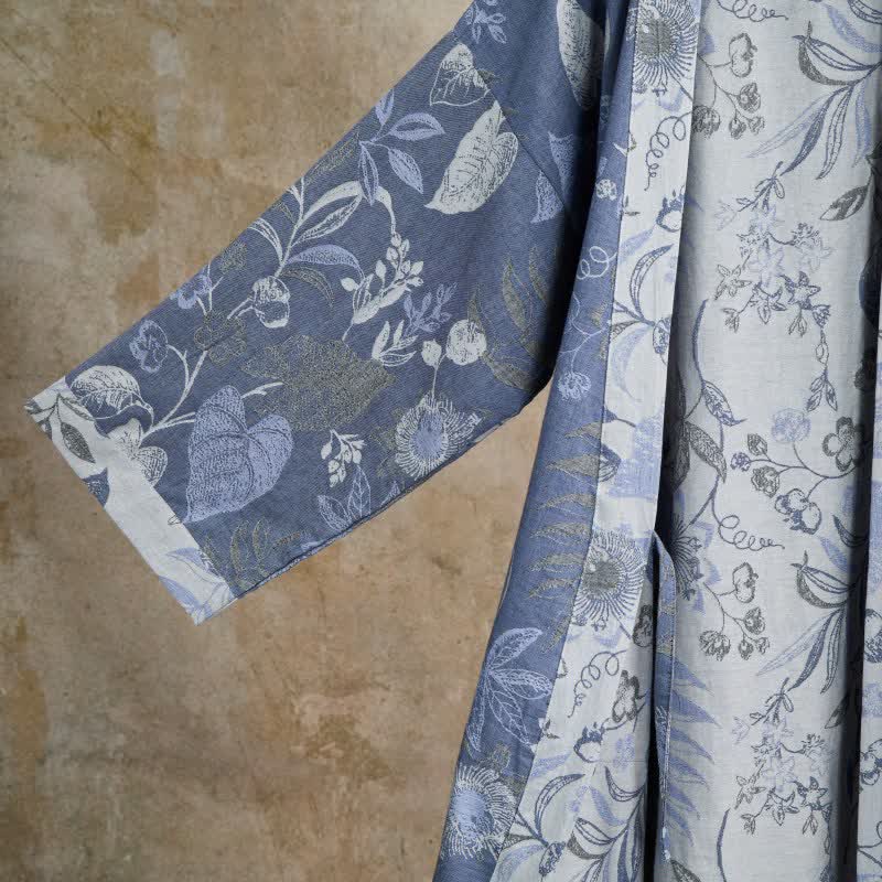 Robe kimono en gaze de coton à motif de feuilles champêtres - image 3