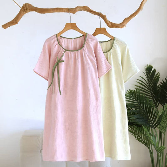 Chemise de nuit minimaliste en gaze de coton de style oriental - image 0