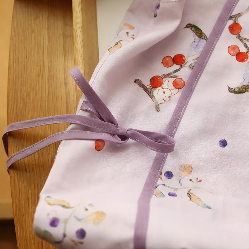 Chemise de nuit en gaze de coton à motif de lapins et de baies - image 5