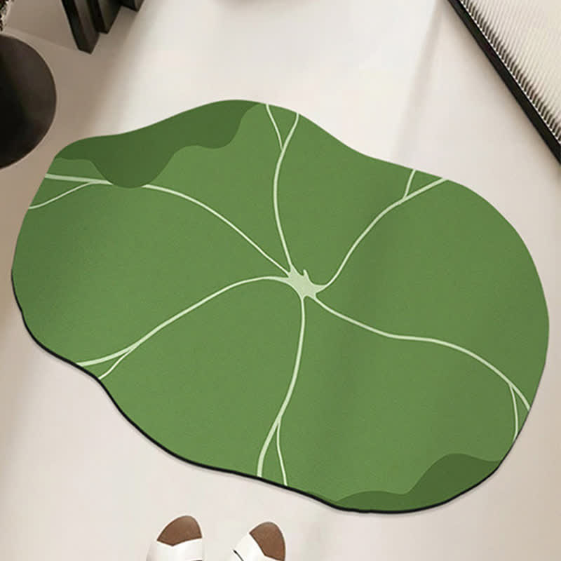 Tapis de bain antidérapant à motif de feuille de lotus botanique - 80 cm x 120 cm - image 0