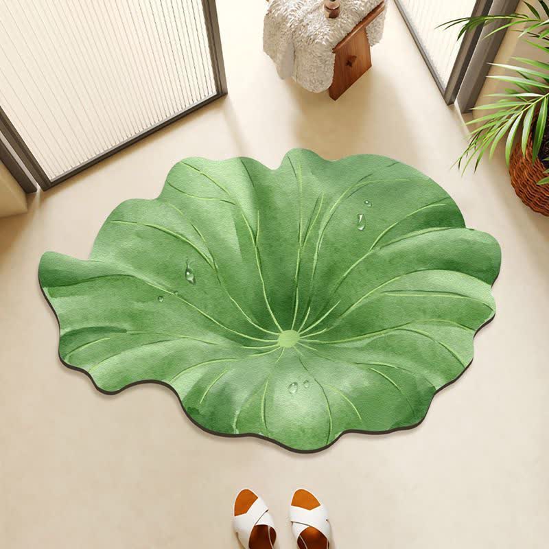 Tapis de bain avec des gouttes de feuille de lotus - 80 cm x 120 cm - image 0