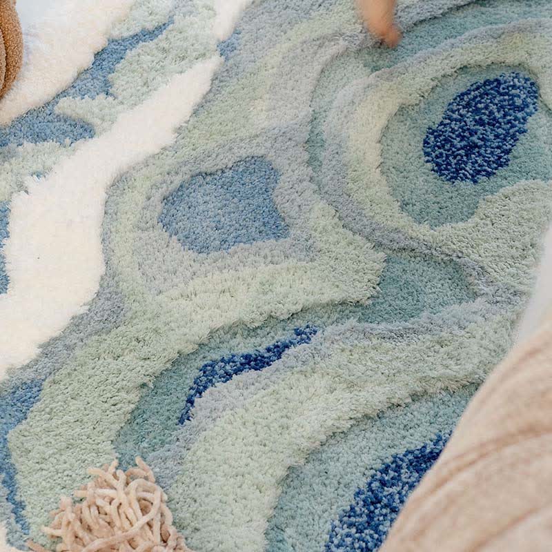 Tapis abstrait, ondulé et floqué - image 9