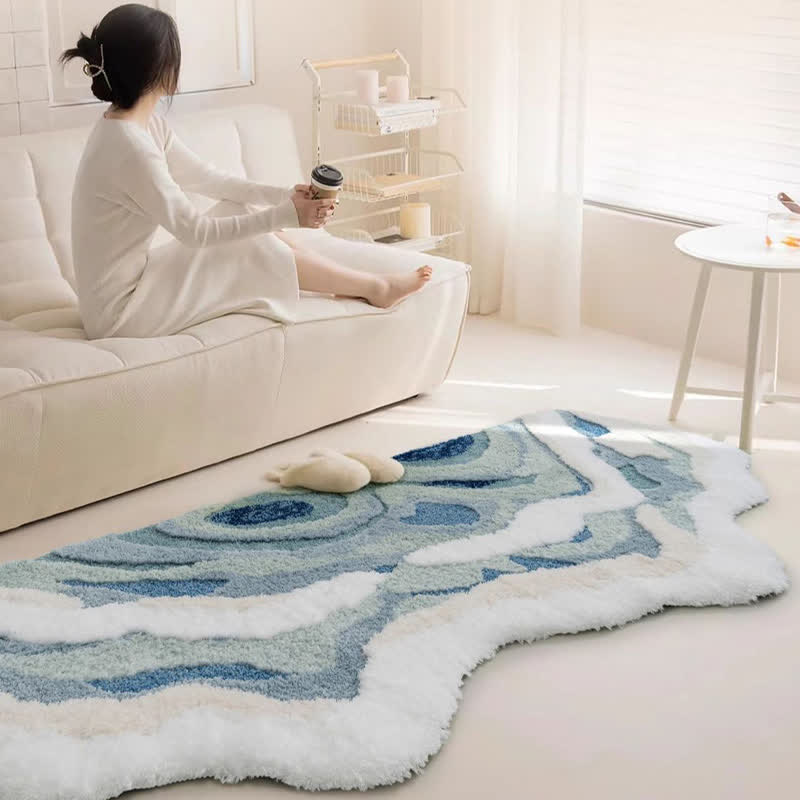 Tapis abstrait, ondulé et floqué - image 8