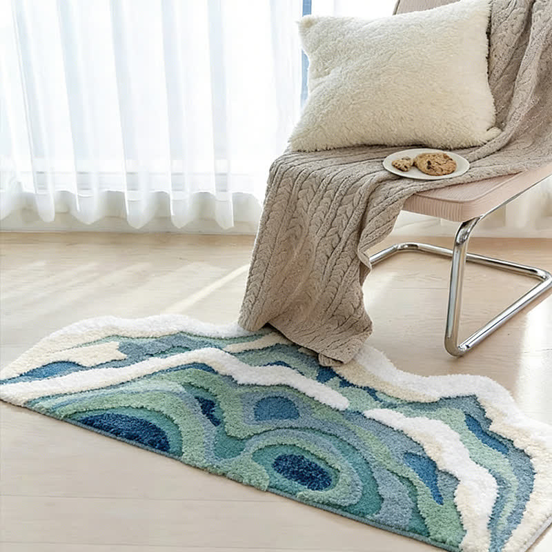Tapis abstrait, ondulé et floqué - 70 cm x 160 cm - image 0