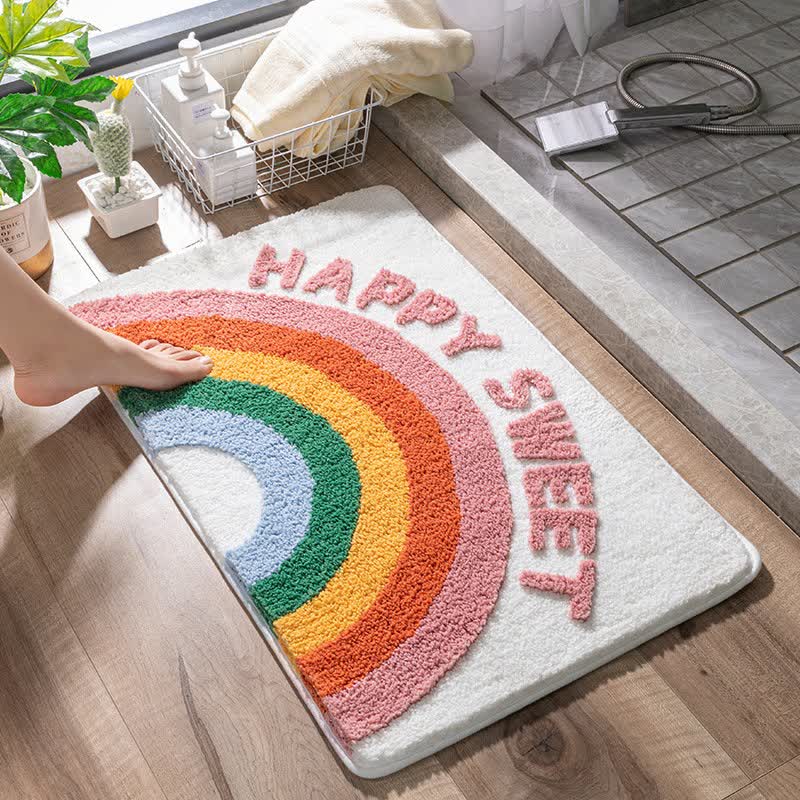 Tapis de bain décoratif à motifs arc-en-ciel - image 1