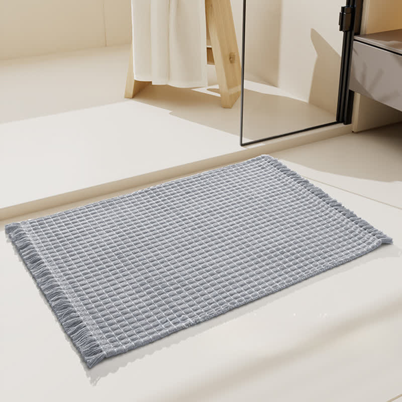 Tapis de bain tissé à pompons - image 3