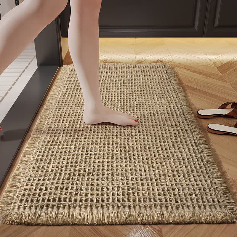 Tapis de bain minimaliste à motif gaufré - Brun - 61 cm x 92 cm - image 0