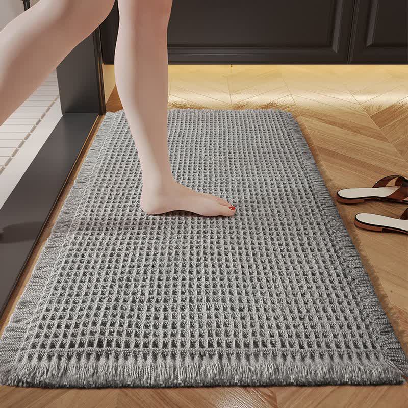 Tapis de bain minimaliste à motif gaufré - Gris - 61 cm x 92 cm - image 8
