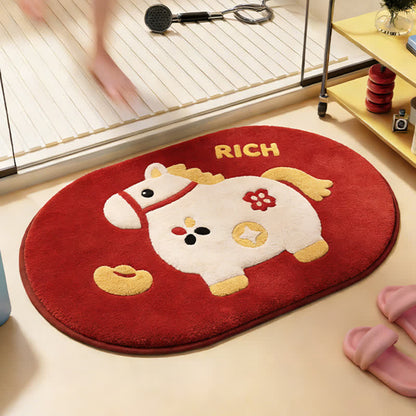 Tapis de bain mignon avec un poney de dessin animé - Poney blanc - 60 cm x 90 cm - image 2