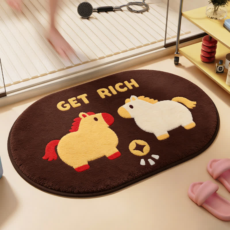 Tapis de bain mignon avec un poney de dessin animé - Deux poneys - 60 cm x 90 cm - image 3