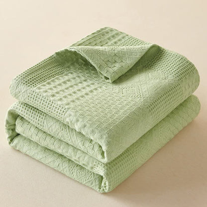 Couverture en coton uni, légèrement texturée - Vert clair - 200 cm x 230 cm - image 9