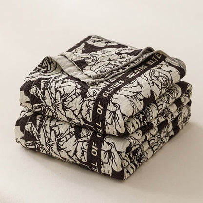 Couverture « Rose fleurie de campagne » en pur coton - image 1