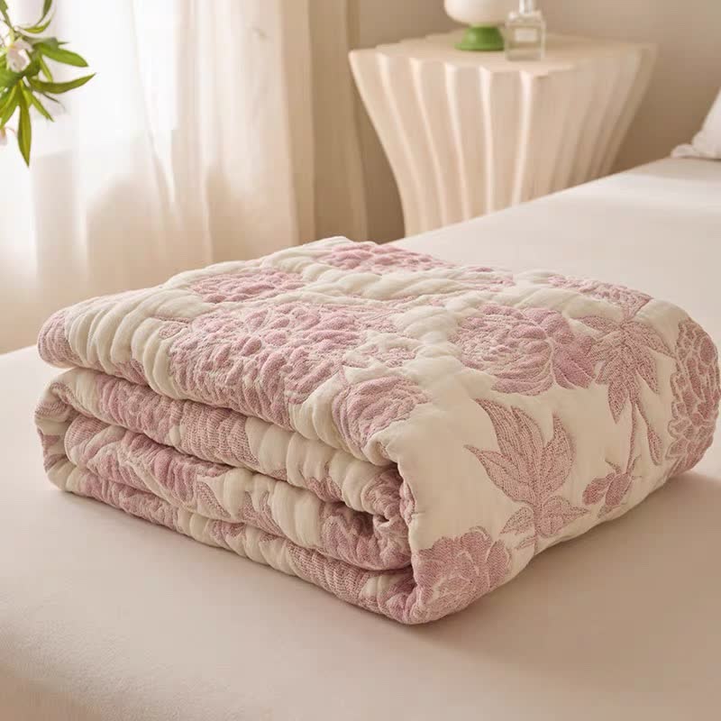 Couette réversible en gaze de coton à motif pivoine - image 2