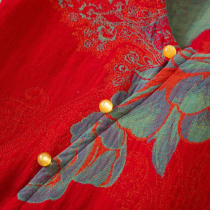 Ensemble pyjama vintage en coton oriental à motif pivoine - image 3