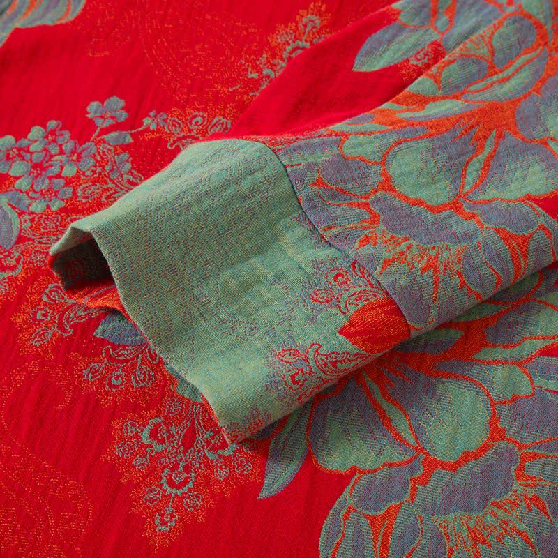 Ensemble pyjama vintage en coton oriental à motif pivoine - image 5