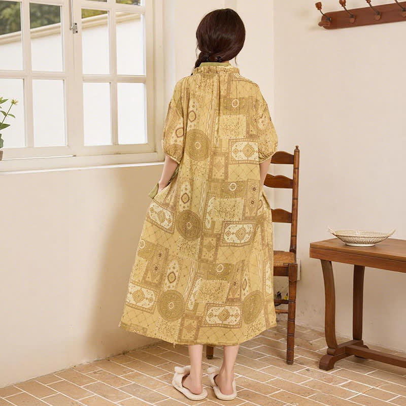 Chemise de nuit de style ethnique avec col à volants et option de lien sur le côté - image 5