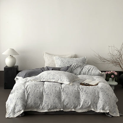 Ensemble de literie vintage en gaze de coton avec un subtil motif de feuilles (4 pièces) - image 11