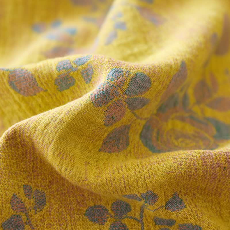 Linge de lit en gaze de coton à motifs de roses vertes et jaunes - image 11