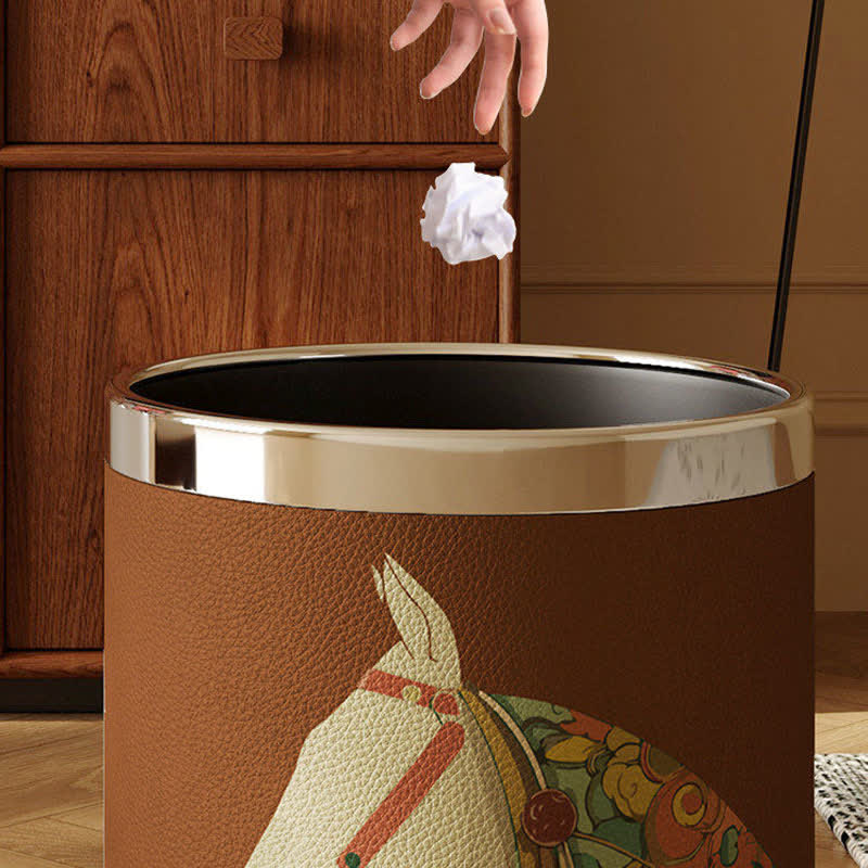 Corbeille à papier décorative en cuir de la série « Équestre » - image 3