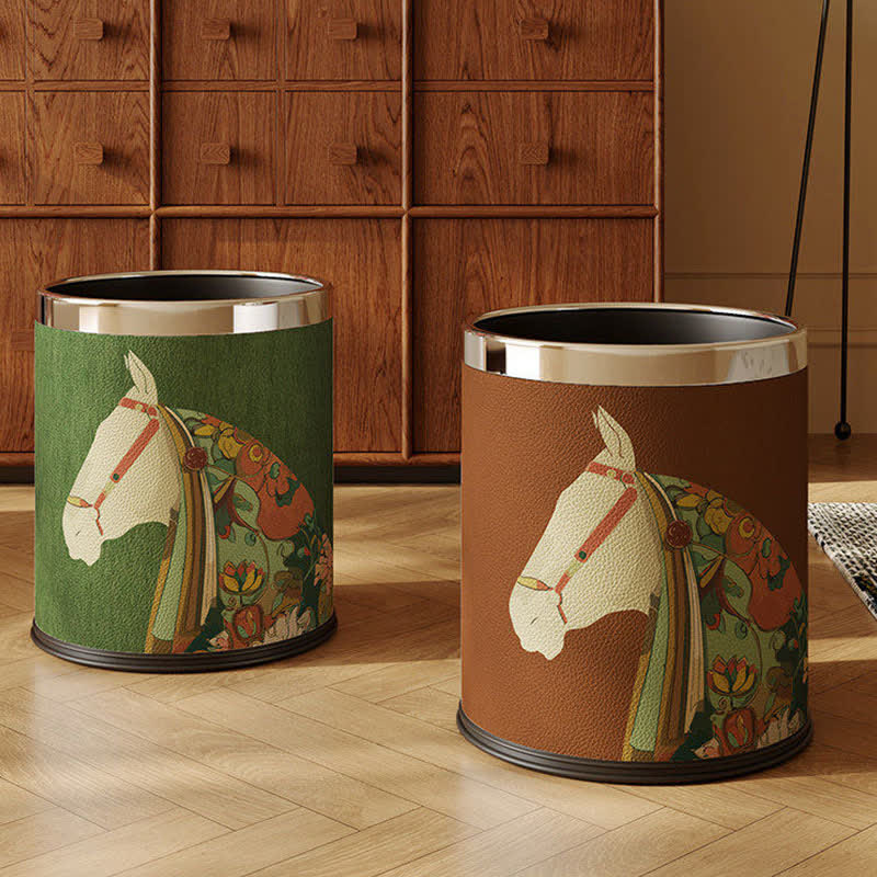 Corbeille à papier décorative en cuir de la série « Équestre » - image 0