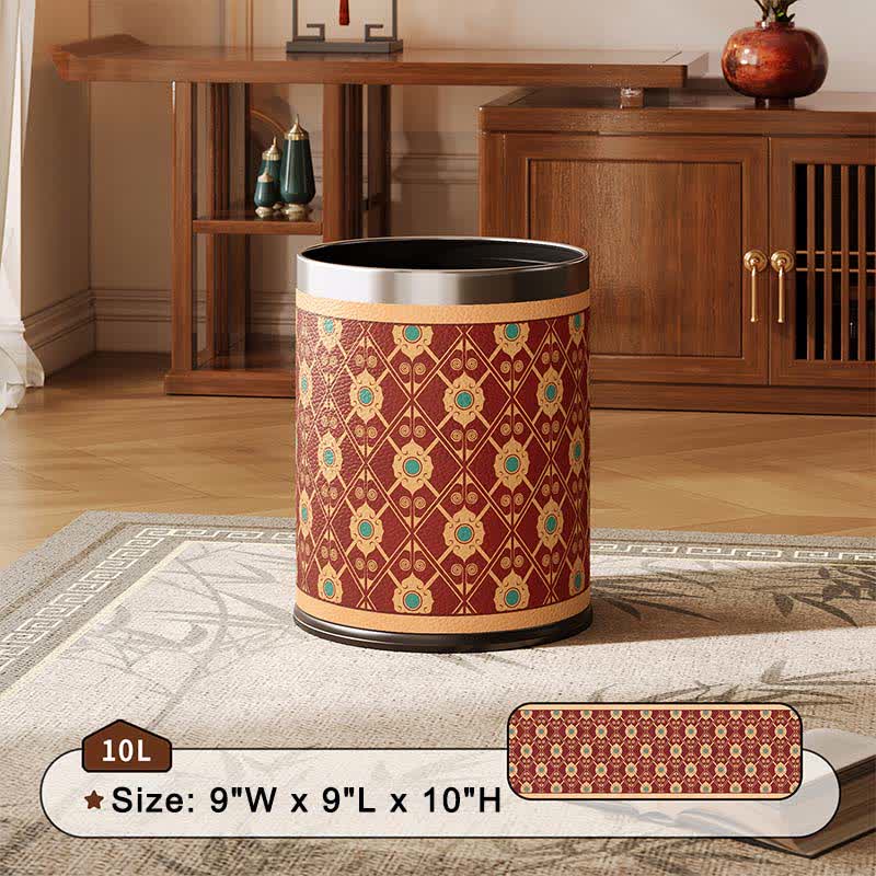 Corbeille à papier élégante en cuir oriental à motif quadrillé - image 2