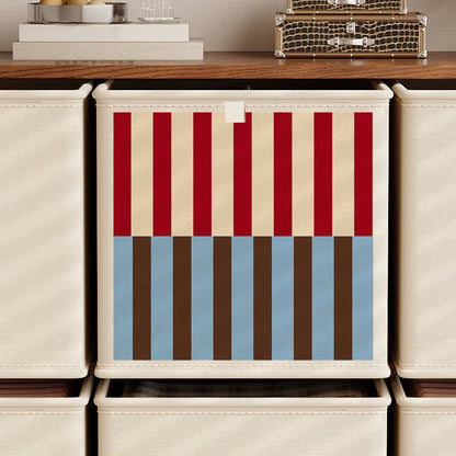 Panier de rangement en tissu à rayures rouges et bleues - Rouge - 33 cm × 33 cm × 33 cm - image 0