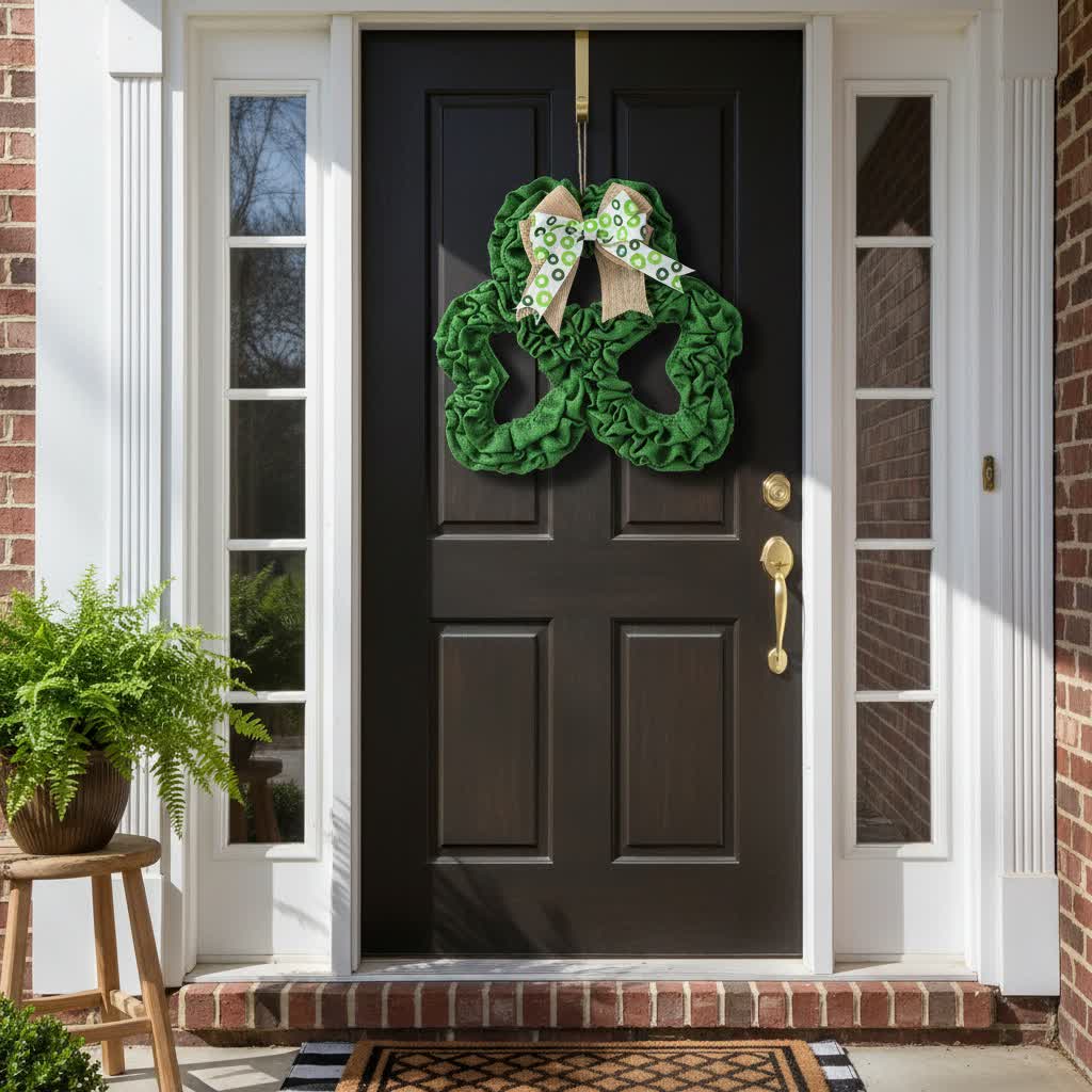Couronne de jute en forme de trèfle pour la Saint-Patrick - image 1