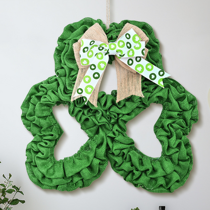Couronne de jute en forme de trèfle pour la Saint-Patrick - 2 pièces - 28 cm x 28 cm - image 2