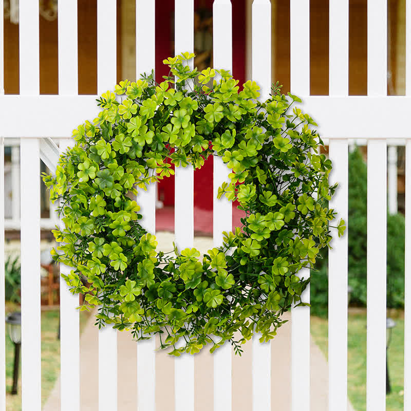 Couronne artificielle de trèfle à quatre feuilles pour la Saint-Patrick - Trèfle à quatre feuilles - 2 pièces - 19" - image 0