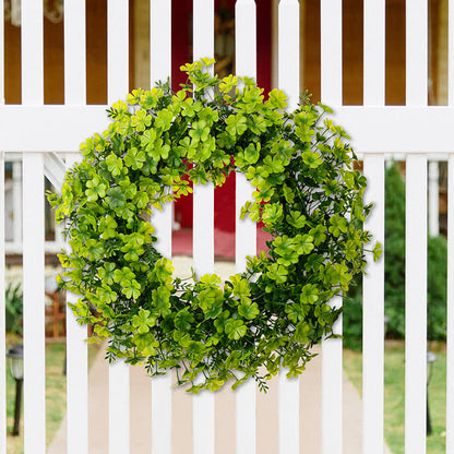 Couronne artificielle de trèfle à quatre feuilles pour la Saint-Patrick - Trèfle à quatre feuilles - 2 pièces - 19" - image 0