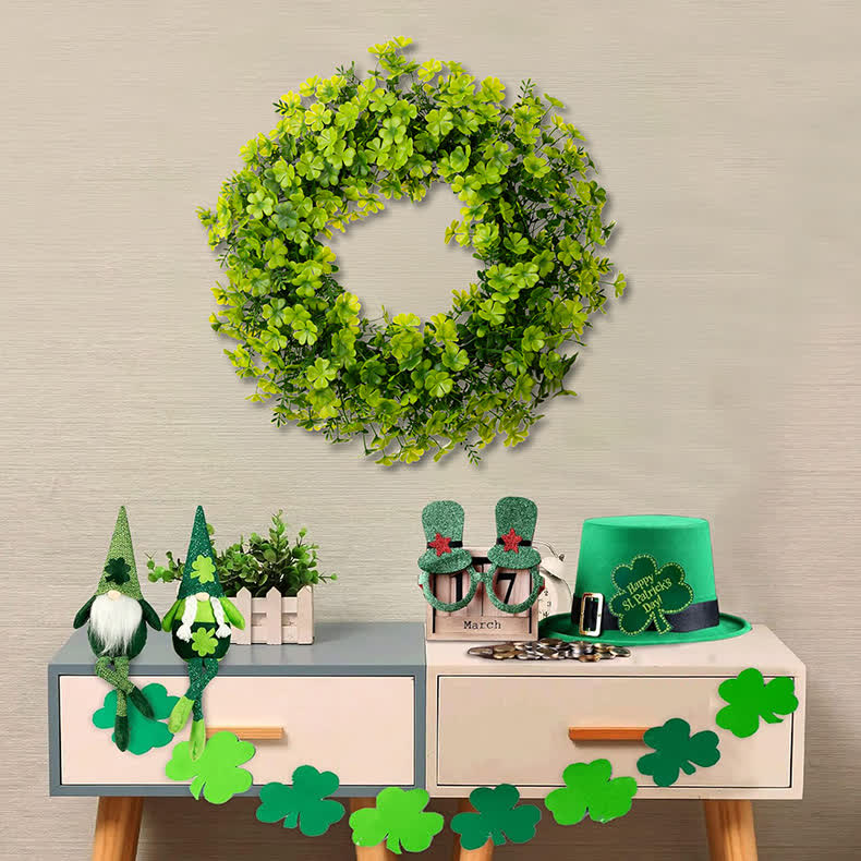 Couronne artificielle de trèfle à quatre feuilles pour la Saint-Patrick - image 3