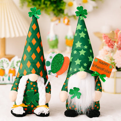 Décoration en peluche de gnome pour la Saint-Patrick - Ensemble (2 garçons et 2 filles) - 4 pièces - 7,6 cm (L) x 5 cm (l) x 30,5 cm (H) - image 0