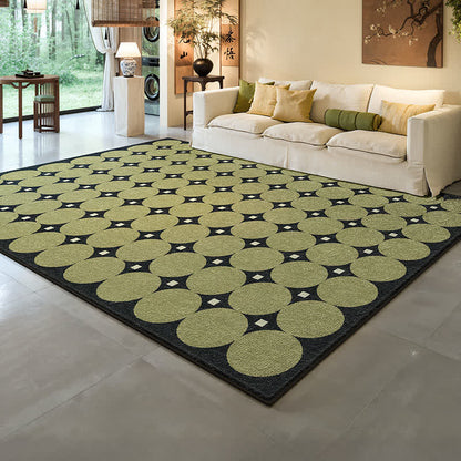 Tapis à motifs ronds et carrés - Vert - 160 cm x 230 cm - image 0