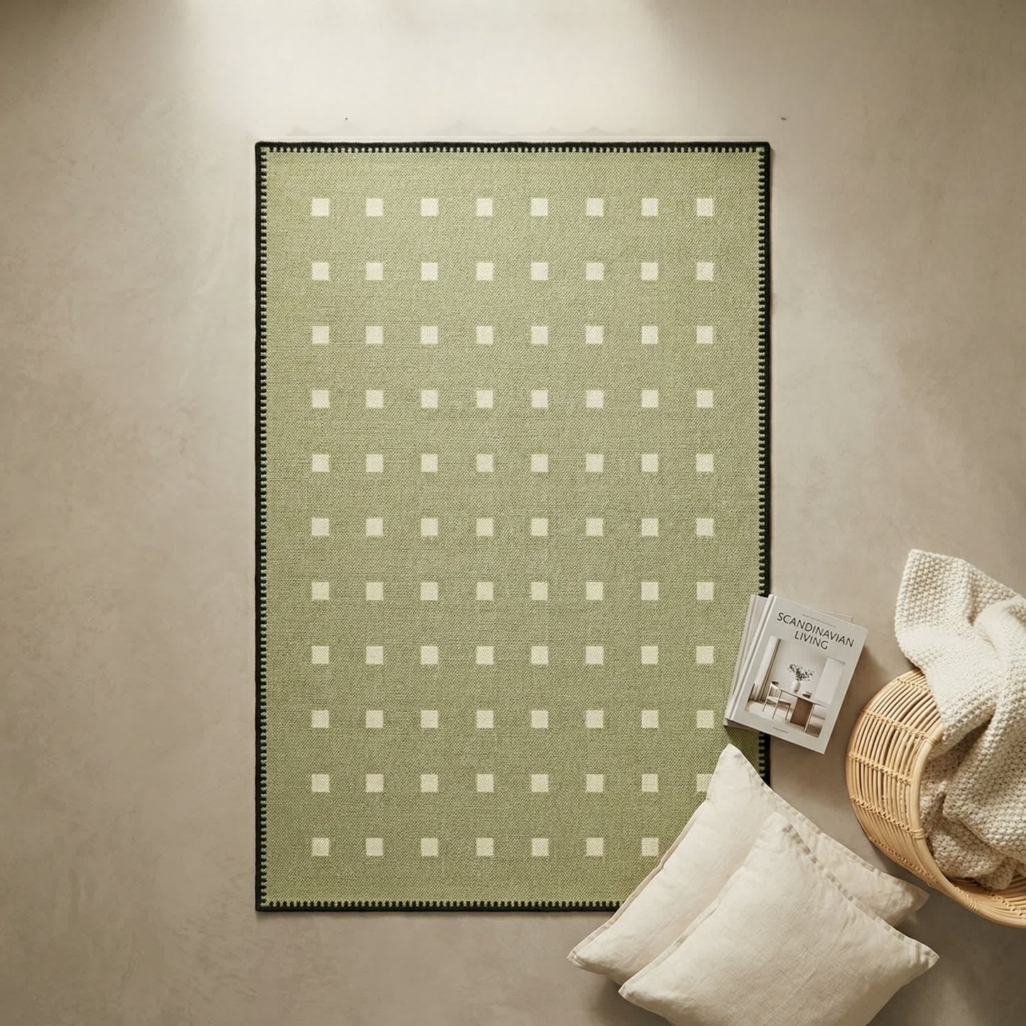 Tapis vert à motifs à carreaux - image 1